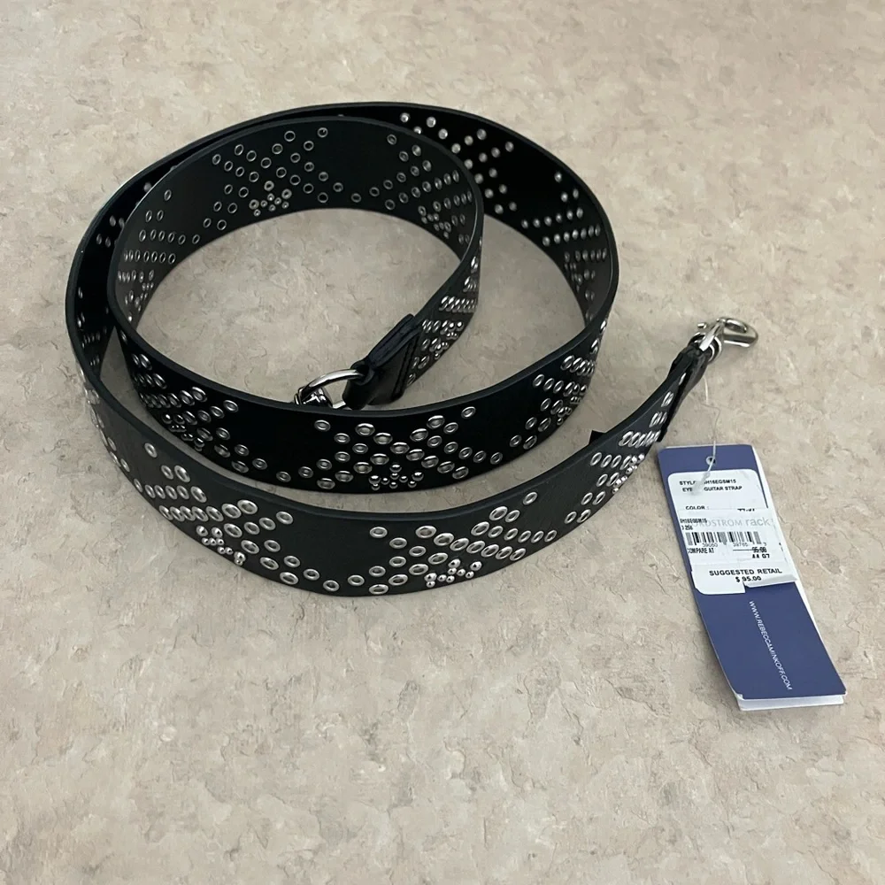 Rebecca Minkoff Black Studded Guitar Bag Strap - Picture 1 of 2